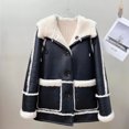 thumbnail image 3 of Chaqueta de piel de cordero auténtica para mujer, moda de doble cara, abrigos de piel de oveja merino de lujo de longitud media con capucha, 3 of 5