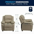 thumbnail image 3 of Deluxe Padded Contemporary Beige Vinyl Kids Recliner with Storage Arms, 3 of 9