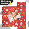 thumbnail image 4 of Football and Basketball Red Pattern Teens Toddler Nap Mat with Pillow, Sleeping Mat Bag for Preschool Daycare 59"x22", 4 of 6