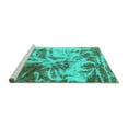 thumbnail image 2 of Ahgly Company Machine Washable Indoor Square Abstract Turquoise Blue Modern Area Rugs, 4' Square, 2 of 4