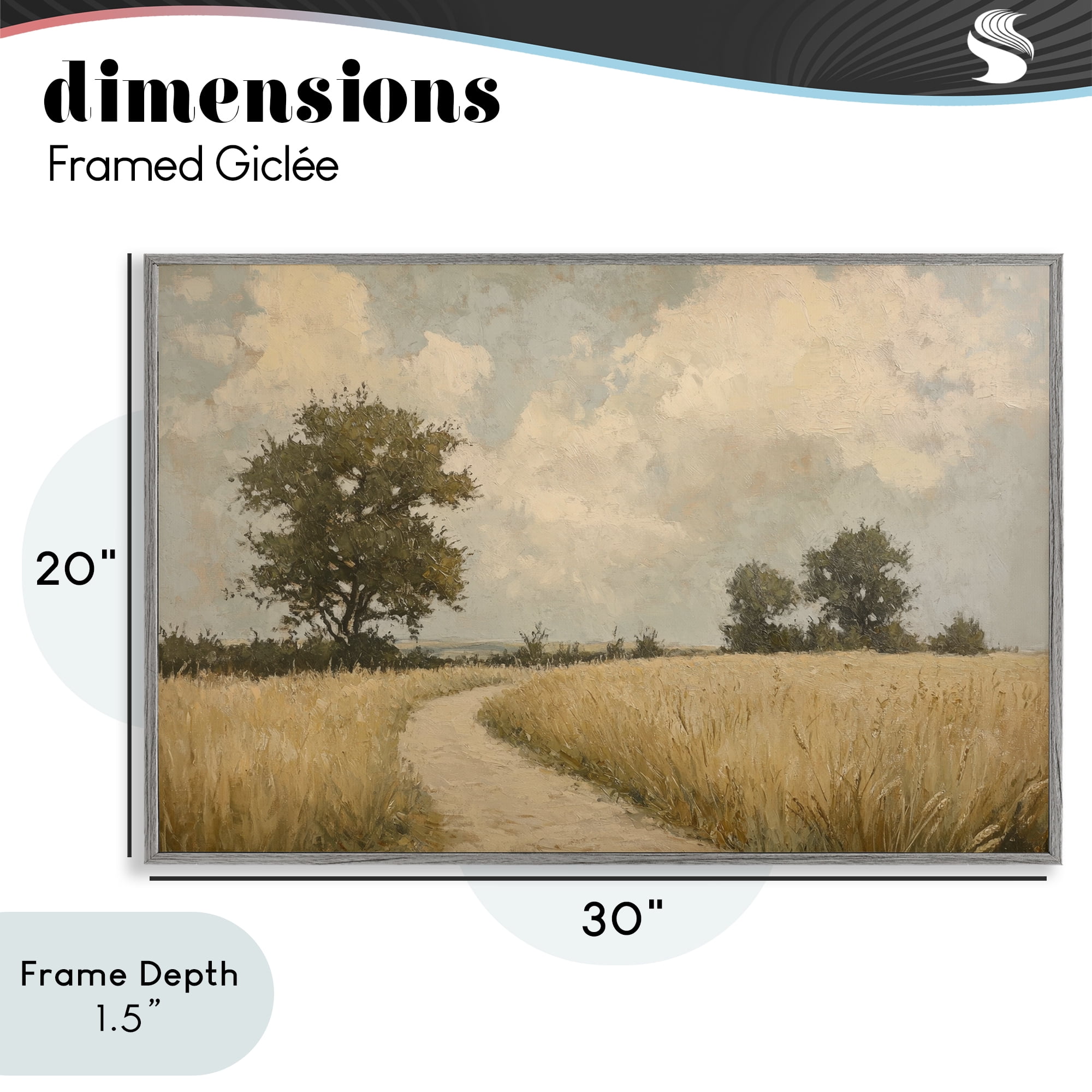 Stupell Industries Soft Field of Wheat Gray Framed Giclee Art, design by Petal Prints Design