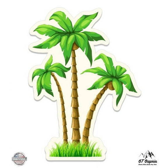 Palm Trees Cute - 3" Vinyl Sticker - For Car Laptop I-Pad Phone Helmet Hard Hat - Waterproof Decal