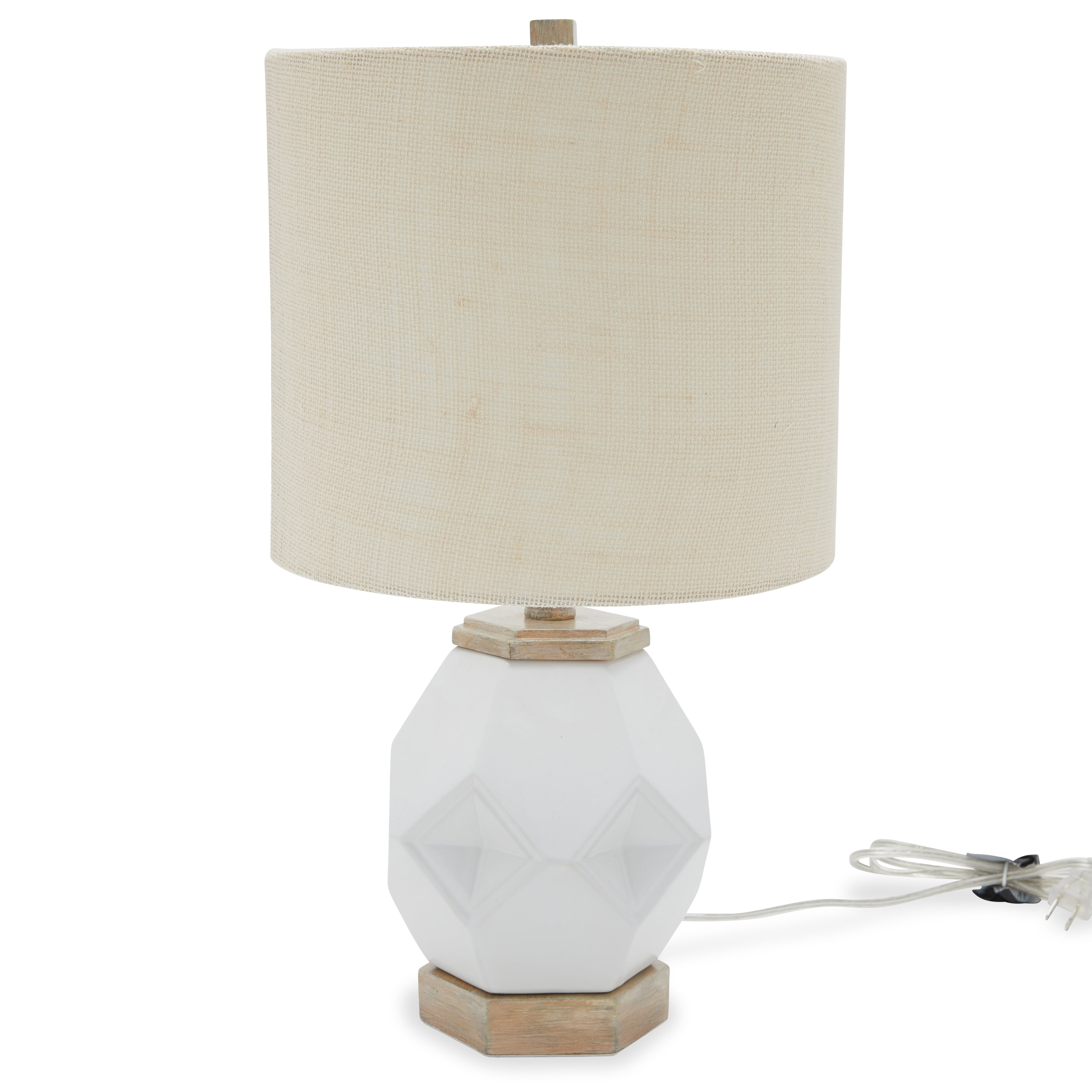 white geometric table lamp
