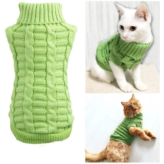 Suéter de gato para mascotas, ropa de gatito para gatos, perros pequeños, ropa de gato de cuello alto, jersey suave y cálido, apto para gatito, Chihuahua, Teddy, Poodle, Pug Vhermosa Ropa para Gato