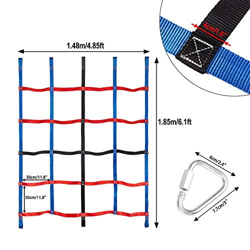 MONT PLEASANT Climbing Cargo Net for Kids Ninja Net Climbing Swingset Polyester Rope Ladder for Jungle Gyms Playground Ribbon Net Obstacle Course Training Climbing Net for Outdoor Treehouse