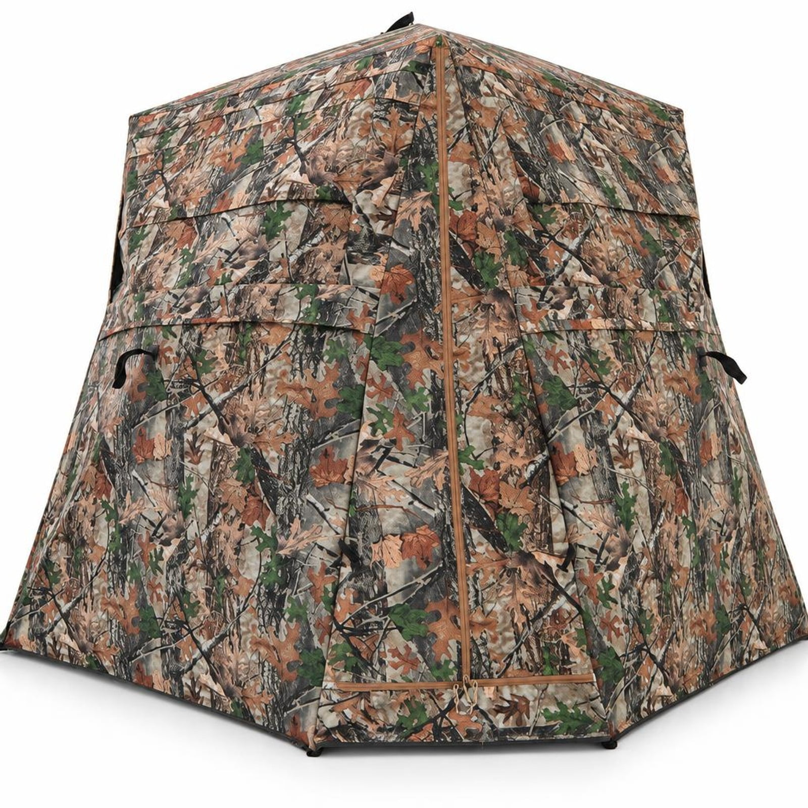 Airfind 360° One Way See Through Ground Hunting Blind for Deer and Turkey Hunting 150D Oxford Fabric PU Coating Fiberglass Pole Frame Camouflage