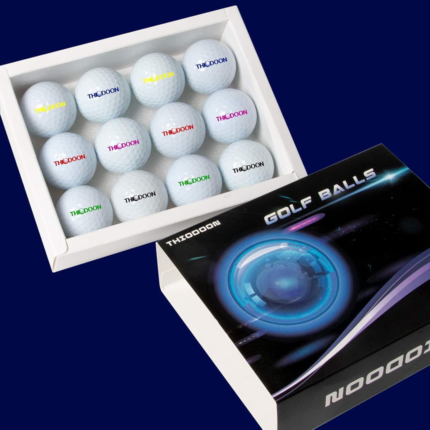 THIODOON 12 Pack Glow in The Dark Golf Balls Light up Led Golf Balls Night Golf Gift Sets for Men Kids Women