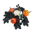 thumbnail image 2 of Fall Candle Rings 9.84inch Maple Leaves Pumpkin Candle Wreaths Candle Holders Small Candlestick Autumn Wreath Rings for Thanksgiving Harvest Halloween Farmhouse Centerpiece Table Decoration, 2 of 7