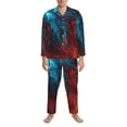 thumbnail image 3 of Balery Red And Blue Fire Pijama para Hombre de Dos Piezas con Manga Larga, Conjunto de Dormir y Descanso Suave con Bolsillos-Medium, 3 of 7