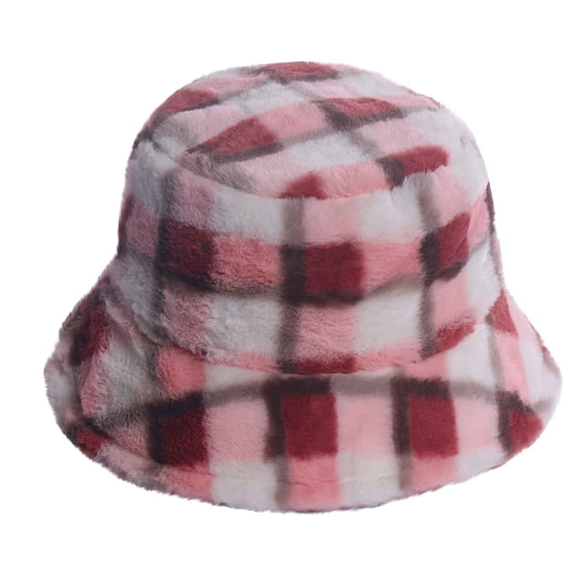 Womens Lattice Plus Velvet Thick Windproof Fisherman Hat Warm Basin Hat