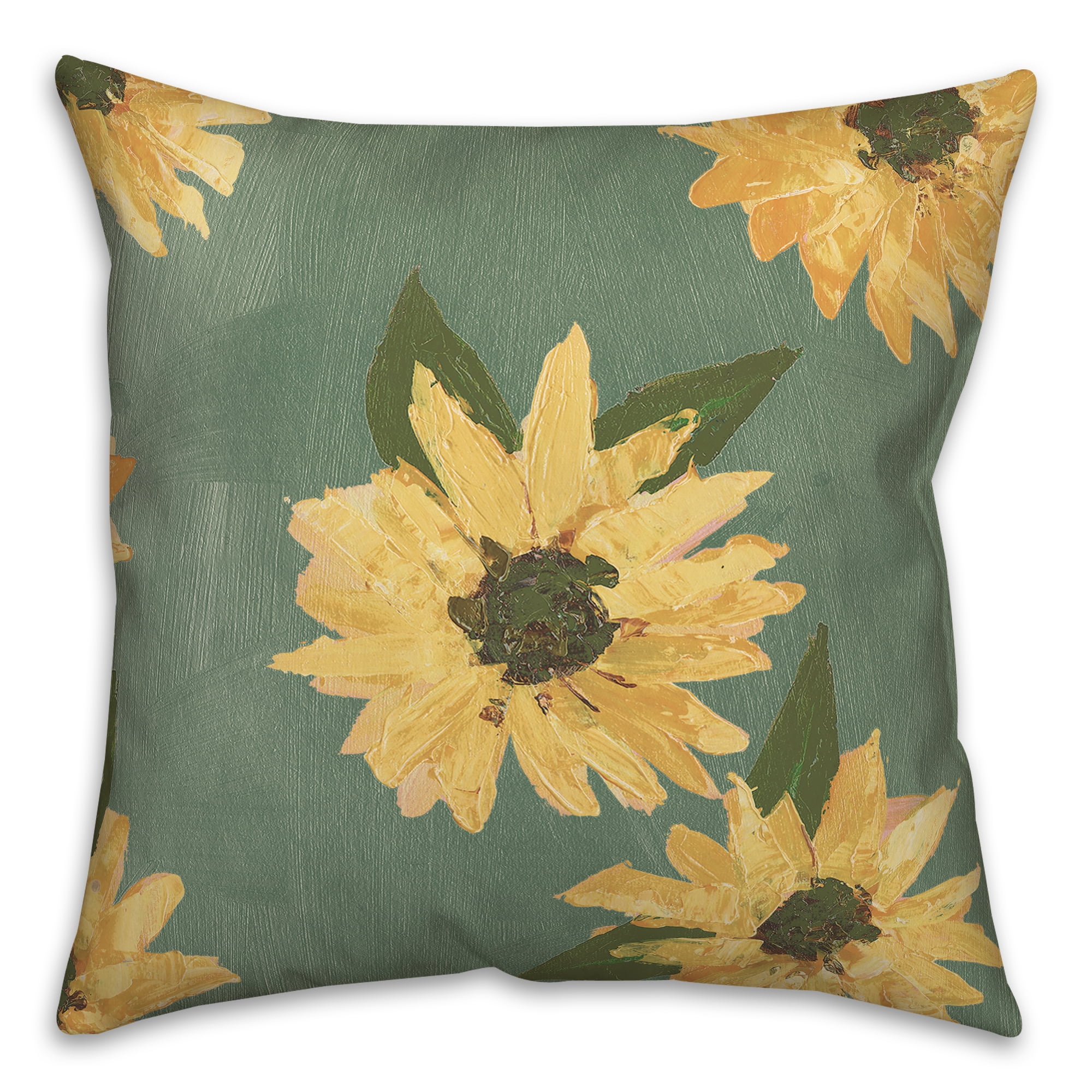Creative Products Painted Sunflower Green 20 x 20 Indoor / Outdoor Pillow