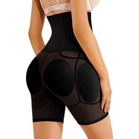

Nebility Women Shapewear Control Panties Body Shaper Butt Lifter Padded Hip Enhancer Seamless Underwear Hi- Waist Short(Black Small)