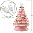 thumbnail image 5 of 15" Hand Painted Ceramic Christmas Tree, Pink Snow Flocked Pre-Lit Tree, 128 Multi-Color Lights, 2 Star Toppers, 5 of 8
