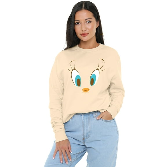 Looney Tunes Tweety Head Women's Crew Sweatshirt