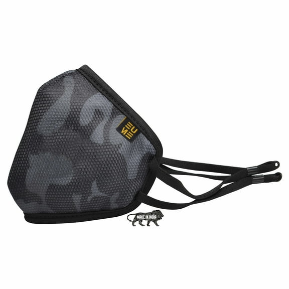 EUME Protect  95 Face Mask with Adjustable Strap, Washable - Reusable, Anti Dust/Pollution with 4 Layered Ply Protected Mask for Men and Women in Camo Black