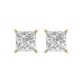 thumbnail image 3 of 4 Ct Princess Cut Studs Clear Moissanite 18K Yellow Solid Solid Gold Everyday Dainty Earrings Push Back, 3 of 7