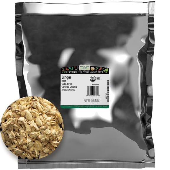 Frontier Co-op Certified Organic Ginger Root, Cut & Sifted, 16 oz. Bag