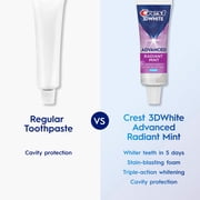 Crest Toothpaste, 3D White Advanced Teeth Whitening Toothpaste, Radiant Mint, .85 oz Travel Size