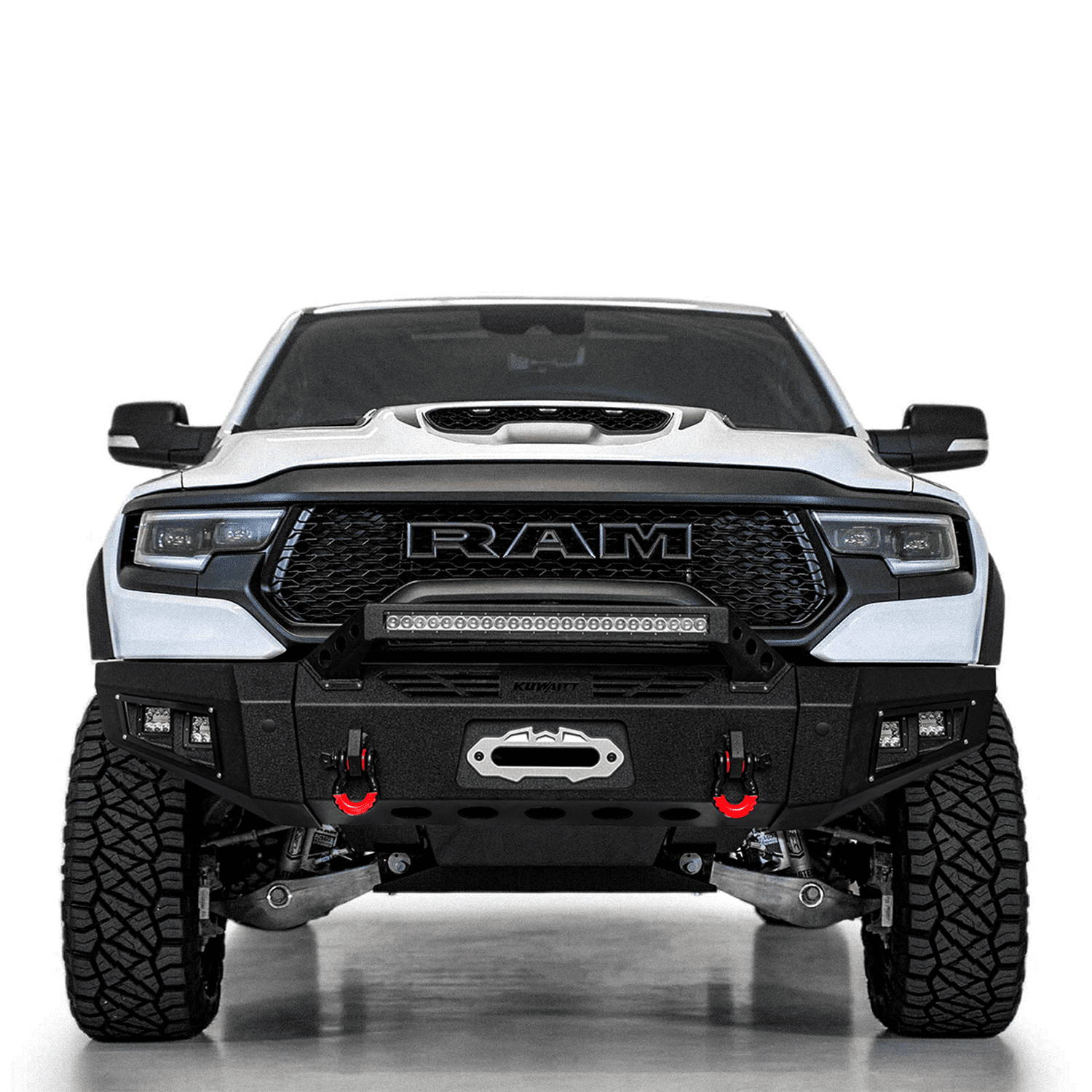TIOYAR For 2019-2024 Dodge Ram 1500 (Not fit classic model) Steel Front Bumper W/Winch Plate&Lights Black Texture