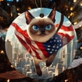 thumbnail image 4 of Christmas Ceramic Ornament A Siamese Cat Wearing An American Flag Cape Ceramic Double Sided Tree Xmas Ornament Cute Animal Cat Best Gifts for Christmas Housewarming Gift, 4 of 5