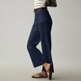 thumbnail image 4 of GXIPO Women Stretch Twill Cropped Pants Wide Leg Jeans with Patch Pocket Straight Leg Chino Pants Casual Ankle Jeans Dark Blue L, 4 of 9