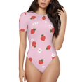thumbnail image 1 of Balery Strawberry Floral Body de cuello redondo de manga corta para mujer Tops de manga corta Tops básicos-Large, 1 of 7