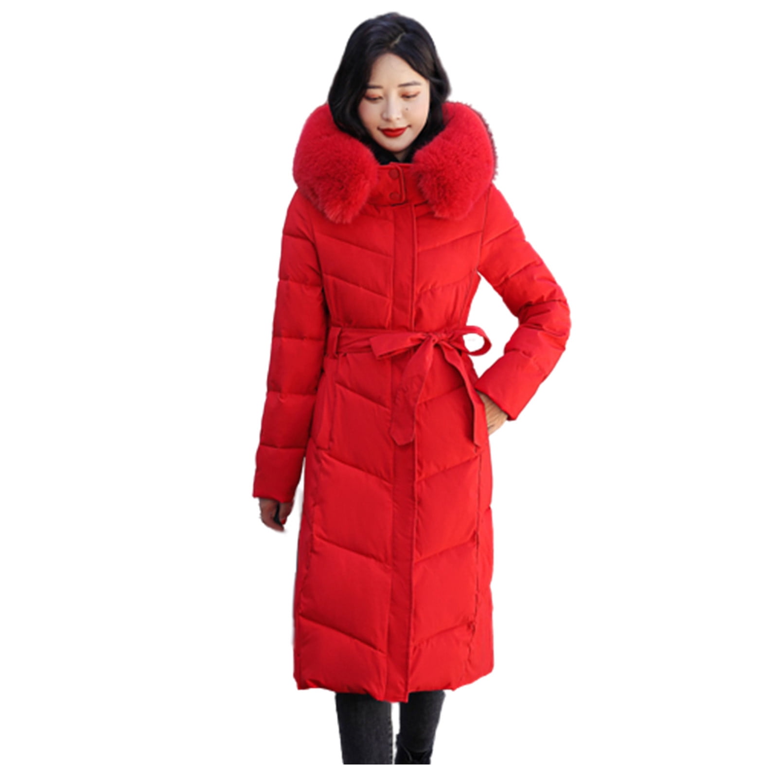 Midi Puffer Jacket For Women Warm Overcoat Winter Coats Zipper Long