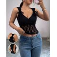 thumbnail image 4 of Lace Tops for Women V Neck Camisole Top Sleeveless Crop Y2k Tank Going Out Outfits Trendy Black L, 4 of 9