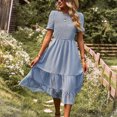 thumbnail image 6 of Casual Dresses for Women Short Sleeve Smocked Summer Long Dress Swiss Dots Ruffle Tiered Flowy Swing Vacation Sundress, 6 of 7