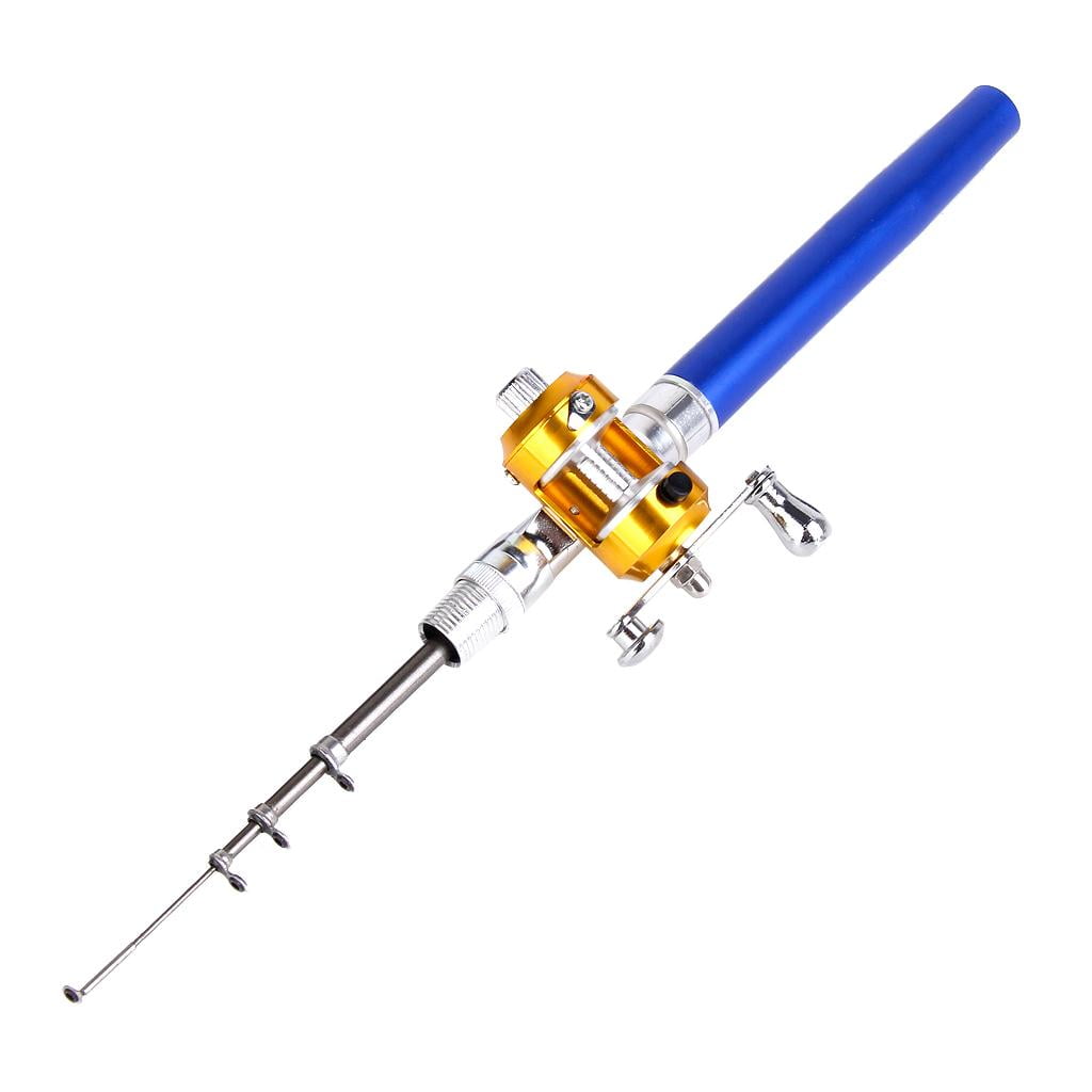 Mini Portable Combo Pocket Pen Fishing Rod Pole With Golden Baitcasting Reel Set 