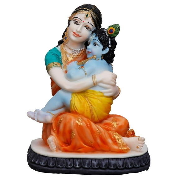 Sri Krishna Culture- Maa Yashoda & Krishna Murti On Lap-Hindu God and Goddess Idol/Statue/Murti/Figurine(5.5")-Polyster Resin-Multicolour