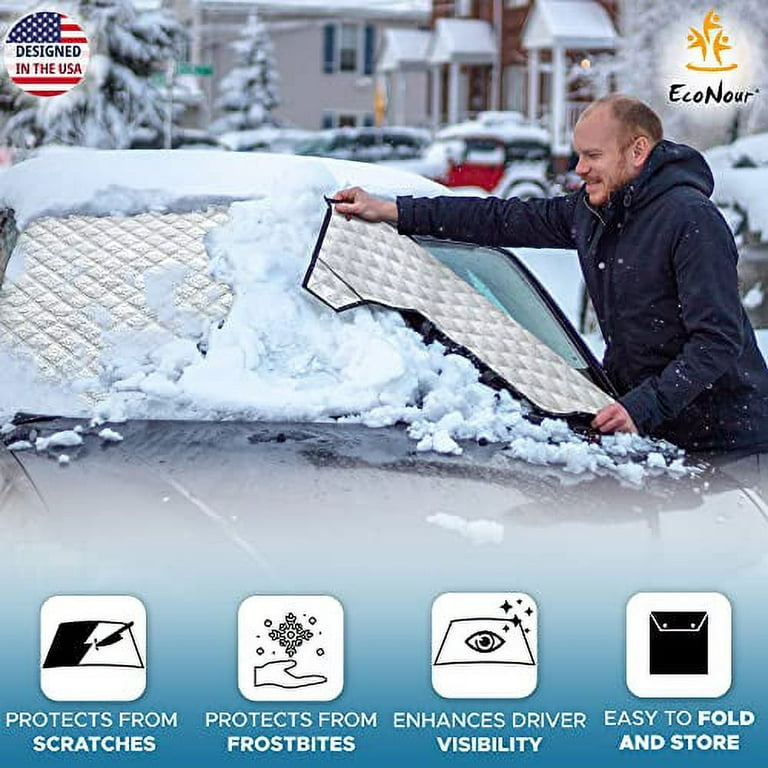 Econour Magnetic Windshield Cover for Ice and Snow | Four-layered Peva Windshield Frost Cover for Any Weather | Water, Heat & Sag-Proof Car Windshield