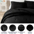 thumbnail image 4 of Walensee King Seersucker Comforter Set, 3 Pieces Bed Comforters, 104"x90", Black, 4 of 6