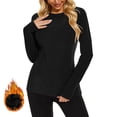 thumbnail image 5 of Lenpel Thermal Shirts for Women Soft Long Sleeve Crew Neck Fleece Lined Base Layer Tops Winter Warm Undershirts Fall Fashion Tees(Black,Large), 5 of 8