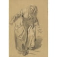 thumbnail image 2 of Jean-Baptiste Greuze 11x14 Black Ornate Wood Framed Double Matted Museum Art Print Titled: Old Woman with Arms Outstretched (Study for the Neapolitan Gesture) (1756), 2 of 5