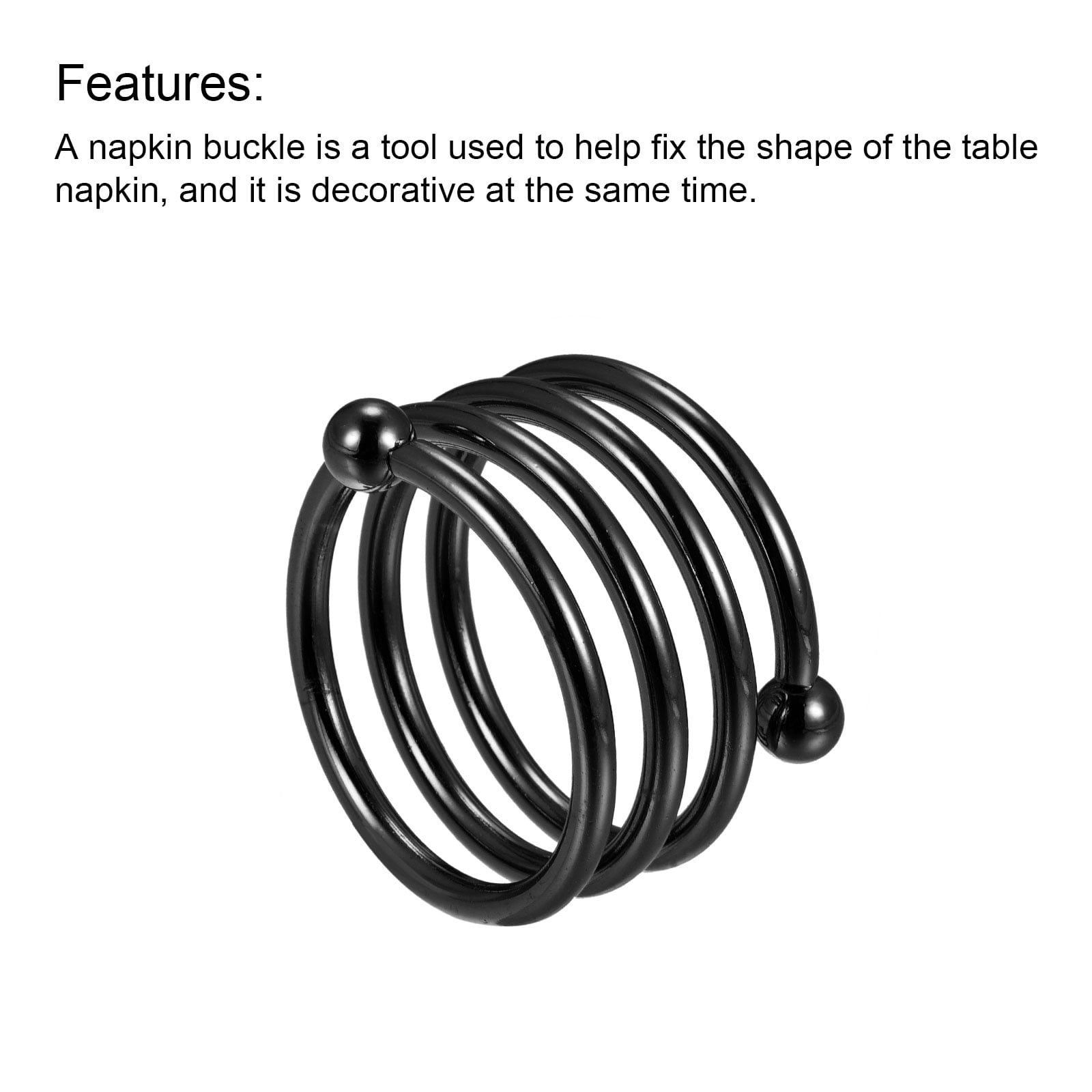 Unique Bargains Napkin Rings Metal Napkin Buckles for Dining Holiday DIY Black