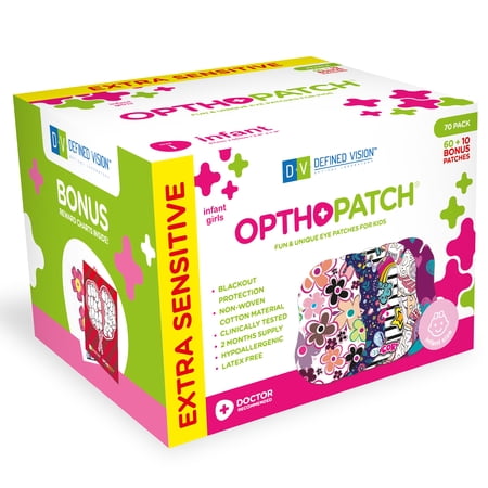 Opthopatch Eye Patches for Infants - Girls' Design [Series II] - 70 count + 2 Reward Charts