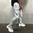 thumbnail image 4 of SOOMLON Jogger Pants for Men Casual Pants Pocket Y2k Pants Cargo Lace up Sweatpants White XXXL, 4 of 9