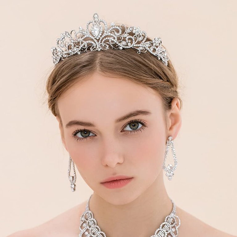 Tiaras Crowns for Women, Silver Crystal Tiara Crown Headband 