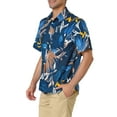 thumbnail image 4 of CAMISAS DE HOMBRE CORTAS DE INSPIRACIÓN CHIC, CON ESTAMPADO FLORAL, BOTONES EN LA PARTE FRONTAL, PLAYERA DE PLAYA HAWAIANA 38 AZUL MARRÓN, 4 of 6
