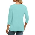 thumbnail image 6 of Babysbule Women's Casual V-Neck 3/4 Sleeve T-Shirt Soft Comfy Loose Fit Blouse for Daily Wear Home Office, 6 of 6