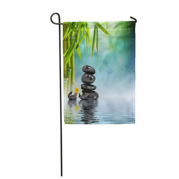 POGLIP Green Spa Zen Stones and Bamboo Water Nature Health Beauty Garden Flag Decorative Flag House Banner 12x18 inch