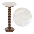 thumbnail image 3 of JONATHAN Y Monroe 24.25" Rustic Farmhouse Spindle Wood Drink Table and Decorative End Table with White/Beige Marble Round Top, Dark Brown, END3005C, 3 of 5