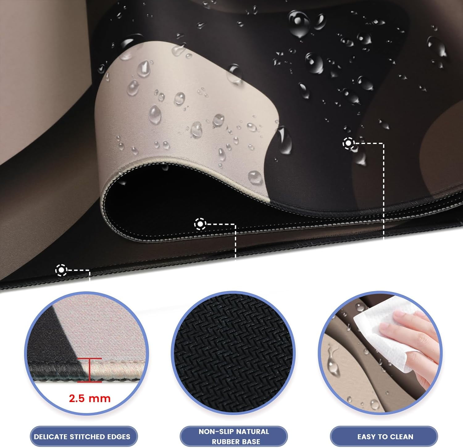 Topographic Mouse Pad, Gaming Mouse Pad, Extended Desk Pad 35.4x15.75in XXL Mouse Pad with Non-Slip Rubber Base, Abstract Mice Pad Desk Mat, Tan