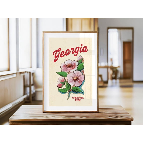 Georgia Rose Retro Wall Art, Unframed Paper Print Size 8x12