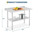 thumbnail image 2 of QinaQin NSF Stainless Steel Prep Table with Backsplash and Adjustable Shelf, Commercial Workbench for Kitchen or Restaurant, 2 of 8