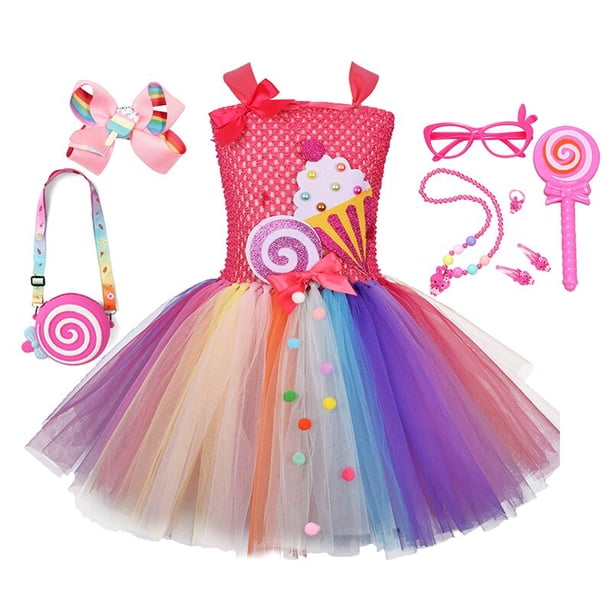 Purim - Vestido de tutú de princesa de tul para niñas, vestido de fiesta de cumpleaños, color caramelo del arco iris, para niños de 0 a 12 años zhangyuxiang unisex