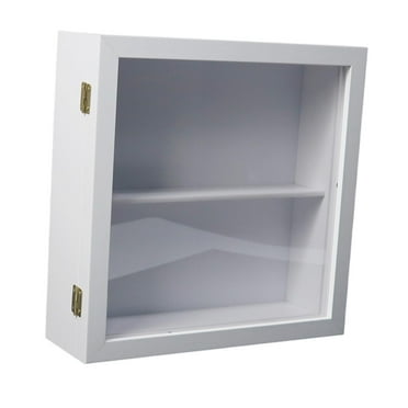 shamjina Display Case Wall Mounted Storage Box Dustproof Household Double Layer with Door