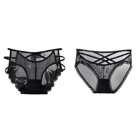 2-Pack Womens Underwear Black Lace Panties High Waisted Plus Size Ladies Brief For Women Bikini Panties for Women Large Panties for Women Pack Women plus Size Underwear Women s Bikini Underwear