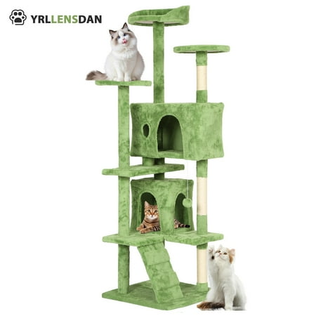 YRLLENSDAN 70 inch Tall Cat Tree Tower for Indoor Cats Large Cat Tower with Scratching Post Cat Climbing Tower with Cat Tree House Sturdy Cat Condo Green